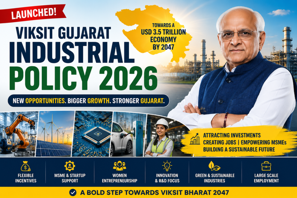 Big Update! Gujarat Industrial Policy 2026 Promises Jobs, MSME Growth & New Investments