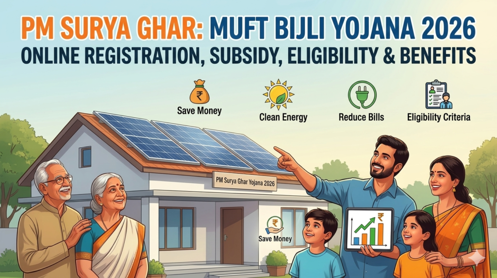 PM Surya Ghar Muft Bijli Yojana 2026 rooftop solar panel subsidy scheme for residential homes in India